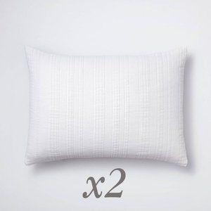 Standard Stripe Matelasse Coverlet Sham White - Threshold x Studio McGee (x2)